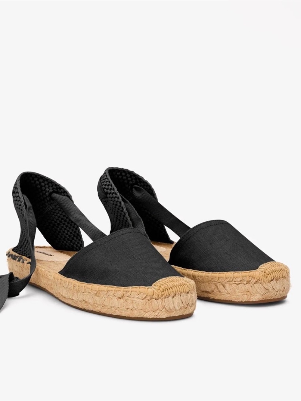 Soludos Lauren Lace Up Espadrilles Noche Black Linen EU 40 US 9-9.5 NEW